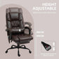 Dark brown high-back massage office chair with thick padded seat and recline base