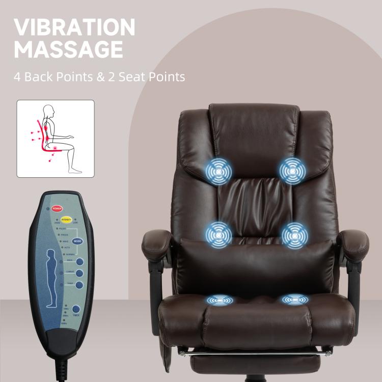 Dark brown massage office chair with illuminated back and seat vibration points