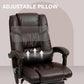 Dark brown massage office chair with padded headrest and reclining seat