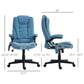 Light blue massage office chair front and side views with reclined seat
