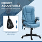 Light blue height-adjustable massage office chair with lift feature under the seat
