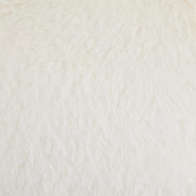 White faux fur fabric panel for bean bag chair seat area