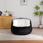 Black and white faux fur oversized bean bag chair with cushioned seat