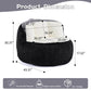 Black oversized bean bag chair product dimensions diagram with white inner panel