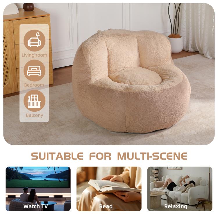 Beige bean bag chair for living room, bedroom, or balcony lounging