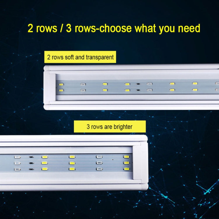 LED aquarium light bar with 2-row and 3-row LED layout