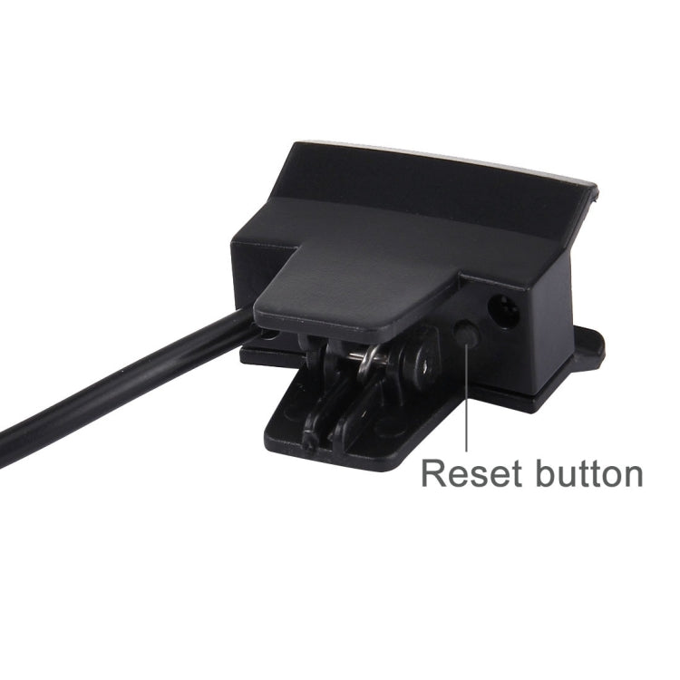 Charger clip dock with reset button on black USB watch charging cable