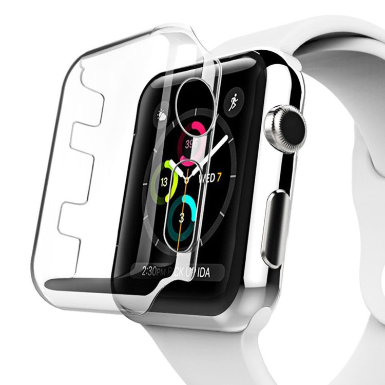 Transparent PC protective case for 42mm Apple Watch, front cover with raised bezel