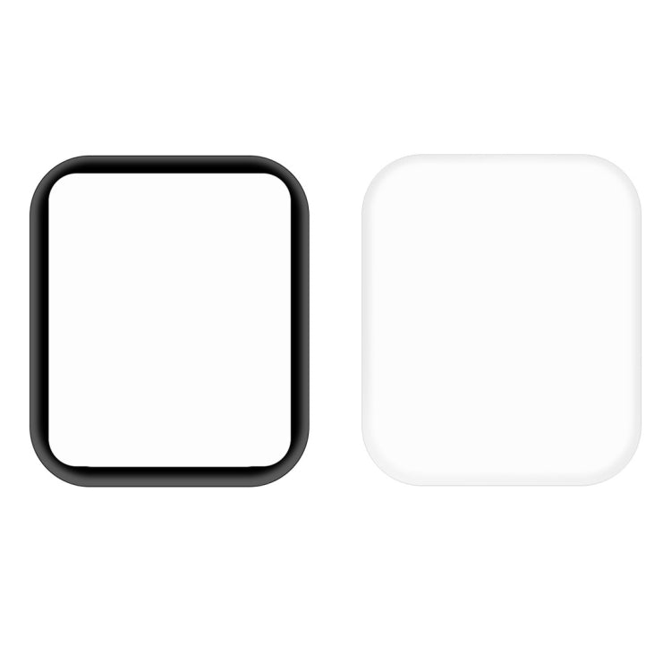 Two Apple Watch 44mm screen protectors, clear film with curved, rounded corners