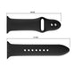 Silicone watch band with double rivets, black, showing strap length and hole row