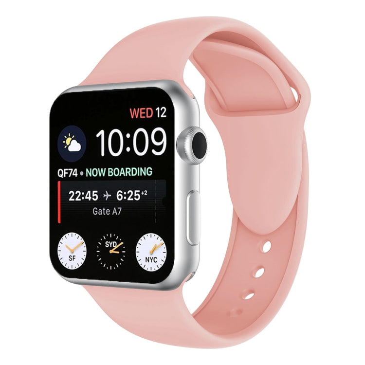 Silicone watch band for Apple Watch 42mm, light pink with perforated holes and clasp
