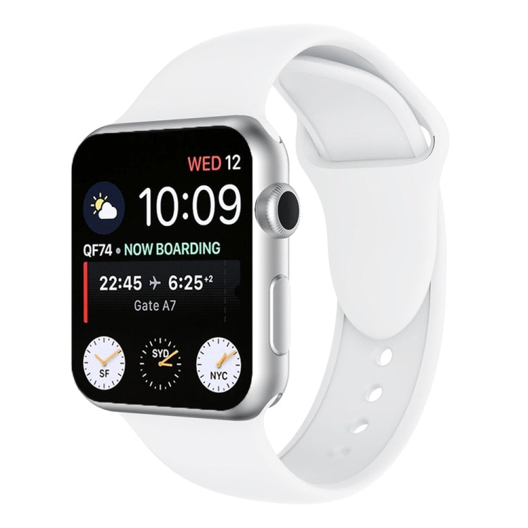 Silicone watch band for Apple Watch 42mm, white with perforated holes and clasp
