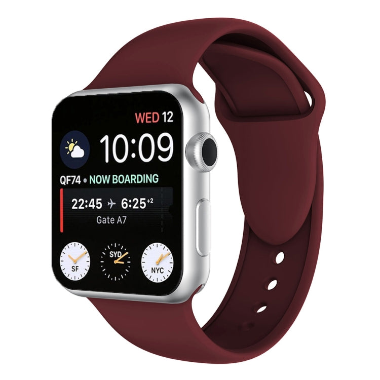 Silicone watch band for Apple Watch 42mm, dark red with perforated holes and clasp