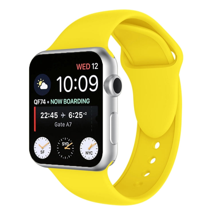 Silicone watch band with double rivets, yellow, with matching pin-and-hole strap