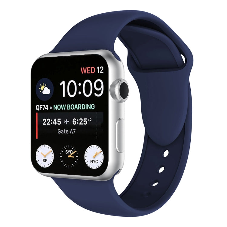 Double-rivet silicone watch band in dark blue for Apple Watch 38mm, with perforated strap holes