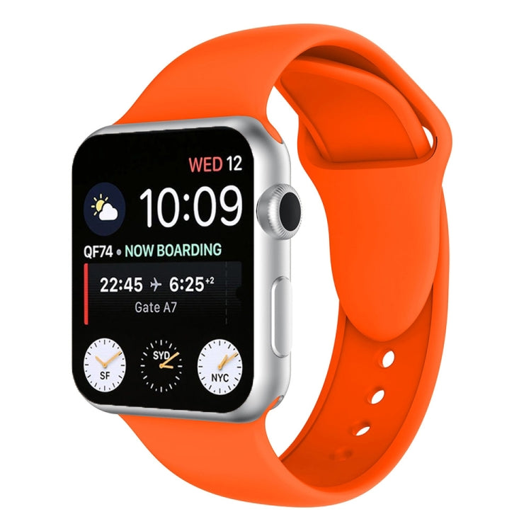 Silicone double-riveted watch band for Apple Watch 38mm in orange, with buckle holes