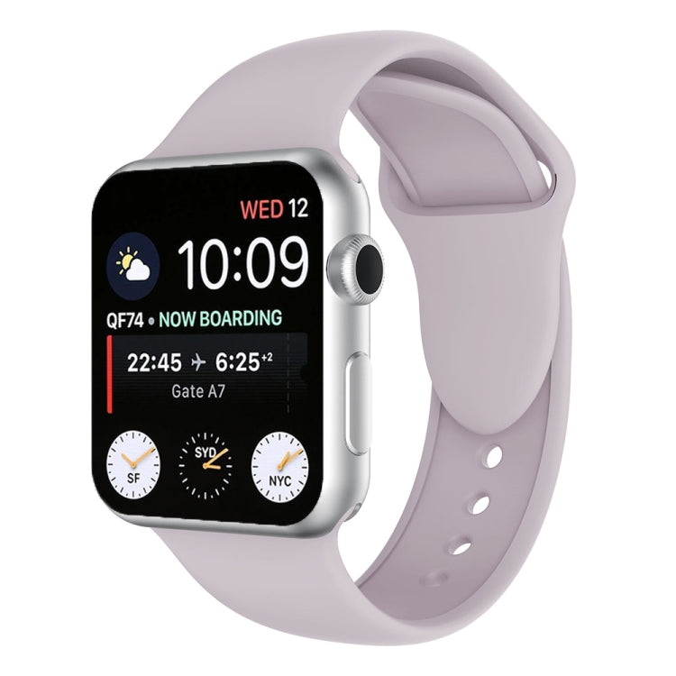 Silicone double-riveted watch band for Apple Watch 38mm in light purple, with holes