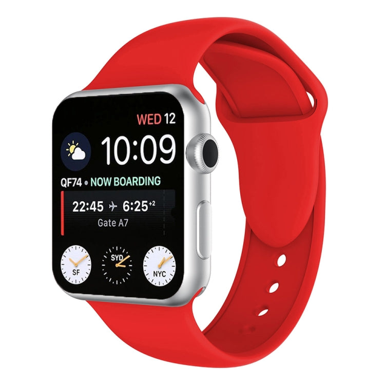 Double-rivet silicone watch band in red for Apple Watch 38mm, with perforated strap holes