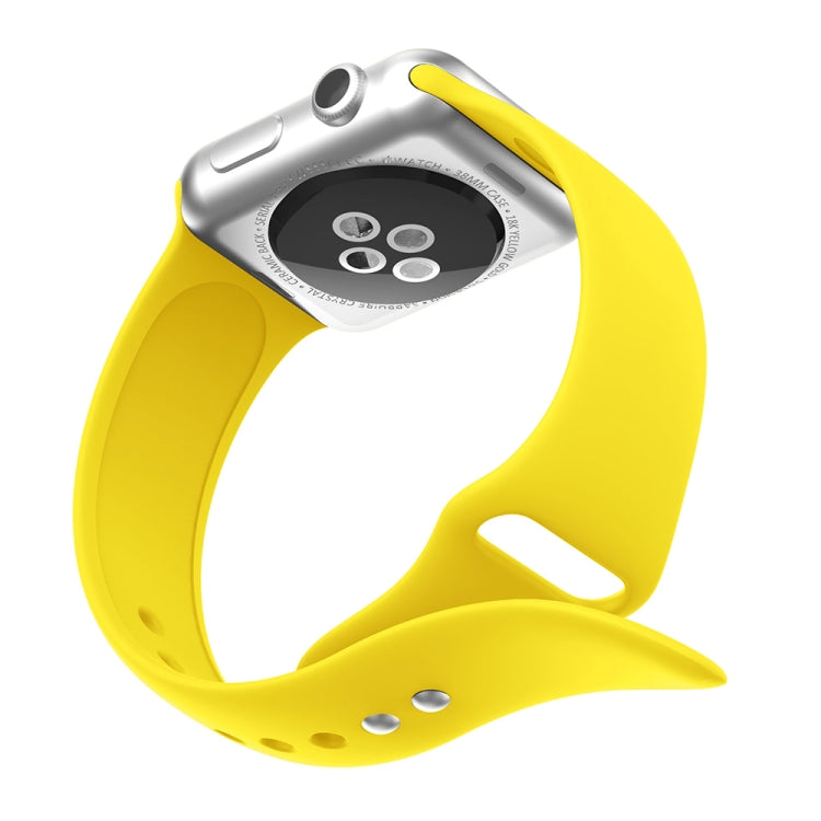 Yellow silicone double-riveted watch band for Apple Watch 38mm with metal pin and holes