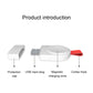 White magnetic charging dock with red strap, showing USB input and hook design