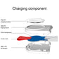 Exploded view of magnetic charging dock internals with red hook and USB side port