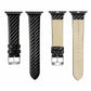 Pair of carbon fiber leather watch straps with metal buckles, black