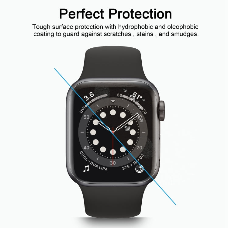 Tempered glass screen protector for black Apple Watch, clear coverage over display