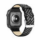 Black carbon fiber watch frame with genuine leather strap and buckle details