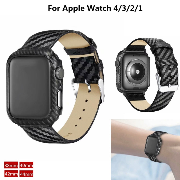 Black carbon-fiber watch case with black leather strap, shown with watch