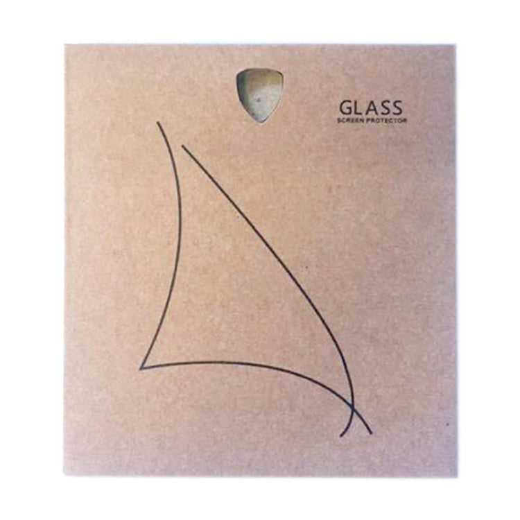 Screen protector film package with “GLASS” label and curved protection diagram