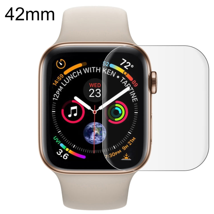 Transparent full-cover screen protector film for Apple Watch 42mm, rounded glass panel