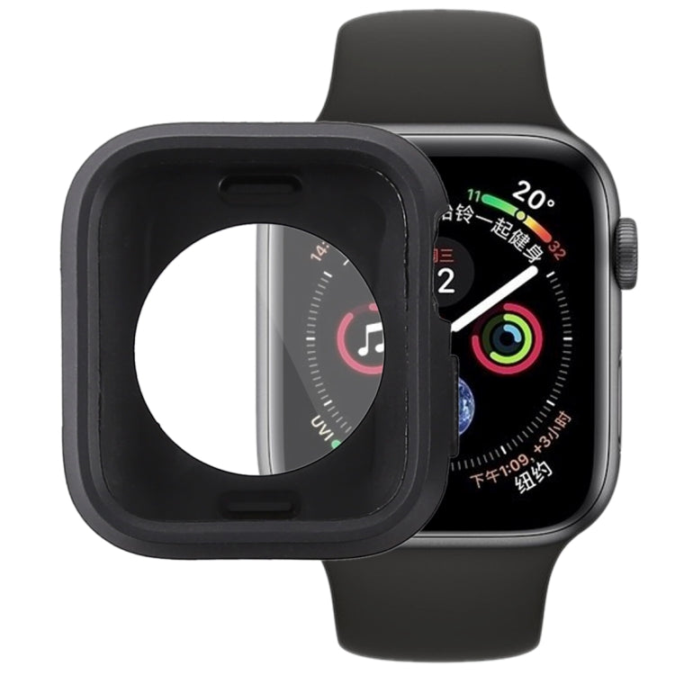 Black silicone full-coverage Apple Watch case with front screen cutout