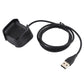 Black charging dock base with 1m USB cable and two-pin connector