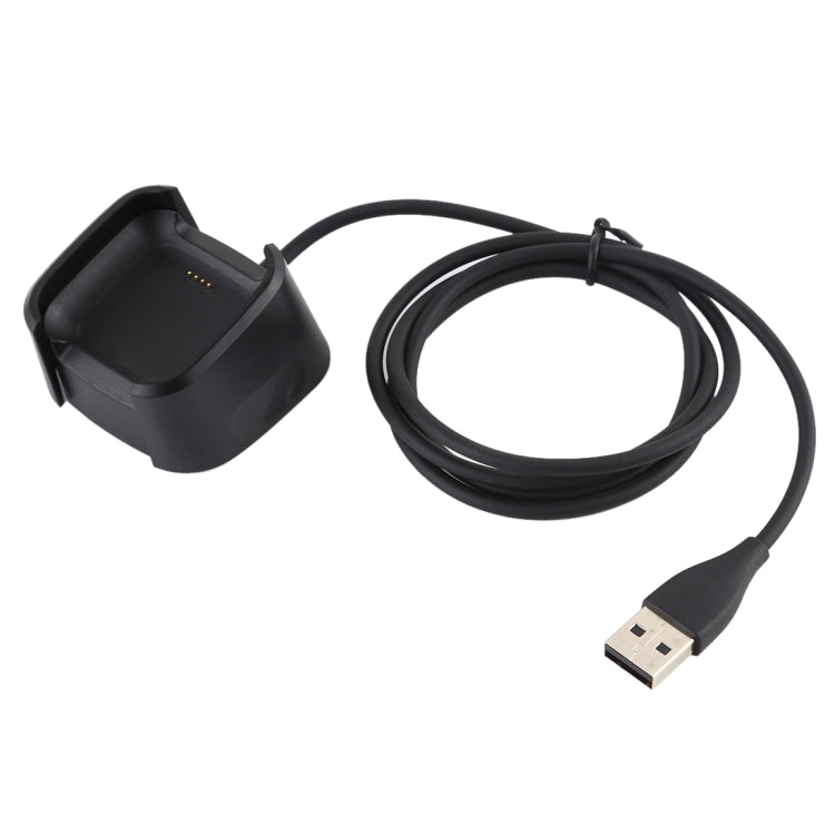 Black charging dock base with 1m USB cable and two-pin connector