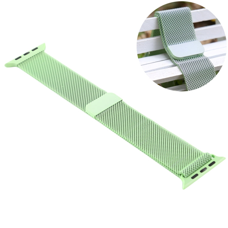 Green magnetic nylon watch band with perforated texture and rectangular clasp