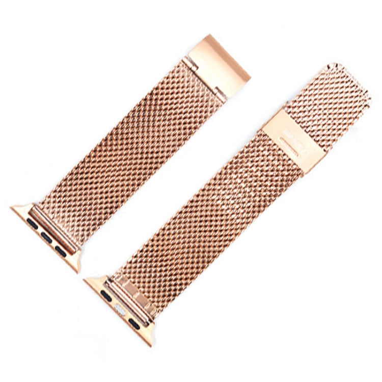 Rose gold Milanese watch band links with built-in watch connector pieces
