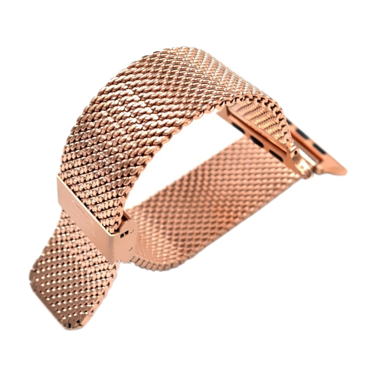 Rose gold 304 stainless steel Milanese watch band with clasp and connector