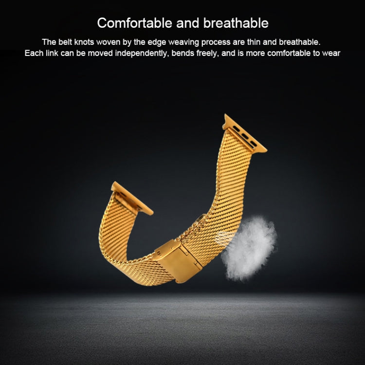 Gold Milanese stainless steel watch band with connector buckle