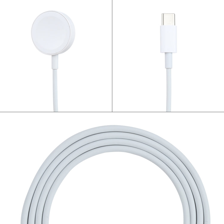 Magnetic charging puck and USB-C connector cable, white