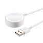 White magnetic charging puck with USB-A connector cable for smartwatch charging