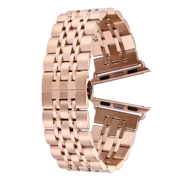 22mm Men Hidden Butterfly Buckle 7 Beads Stainless Steel Watch Band For Apple Watch 42mm, 22mm Men