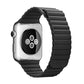 Black PU leather watch band with magnetic loop clasp, 38mm