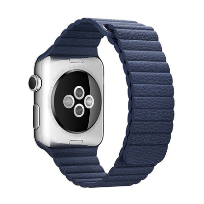 Dark blue PU leather loop watch band with magnetic clasp for Apple Watch 38mm