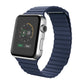 Dark blue PU leather loop watch band on Apple Watch, magnetic clasp