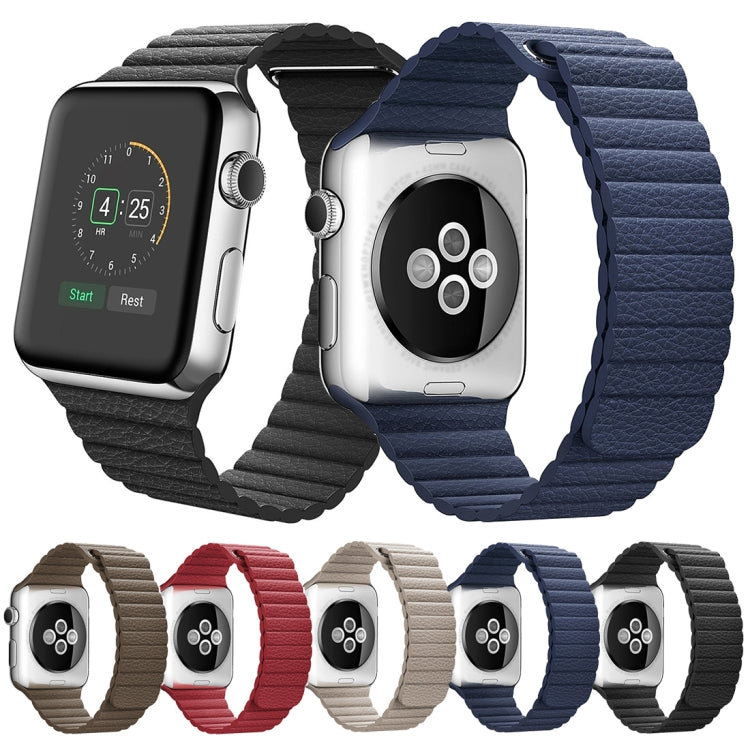 PU leather watch band color set (black, red, khaki, blue) with magnetic loop clasp