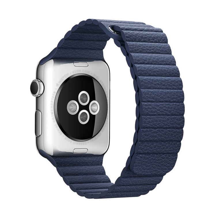 Blue textured PU leather Apple Watch band with magnetic clasp