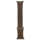 Brown loop watch band with metal buckle ends, strap shown straight