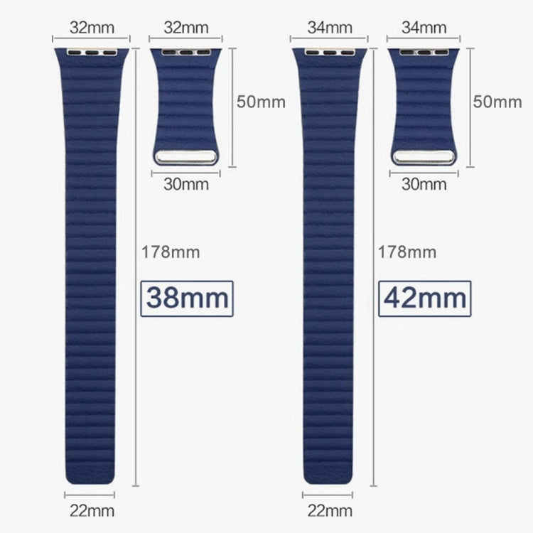 Blue watch band size chart showing 42mm and 34mm measurements and strap widths