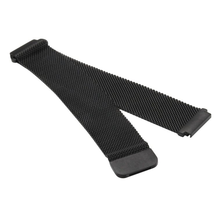 Black mesh watch band with magnetic clasp and flat end piece