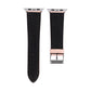 Genuine leather watch band with perforated pattern, black strap and metal buckle